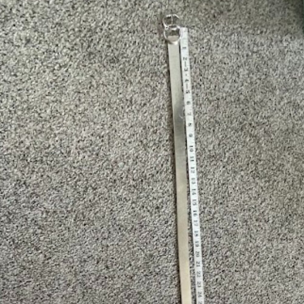 Women's silver faux leather belt with silver buckle, XL, 46"